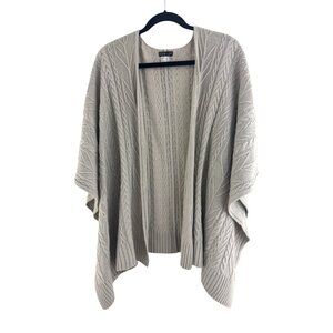 Venus Light Gray Silver Shimmer Ruana Wrap Shawl Cable Knit S/M‎ Poncho Sweater